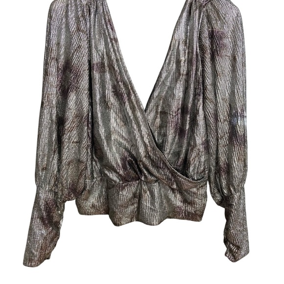 Maison d' Amelie Paris Metallic Crossover Shimmer Blouse Size M Evening Party - Picture 5 of 13